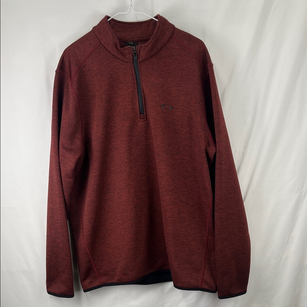 Oakley - Men’s Pullover - XL -Heavy -Long Sleeves - Red Black Heather - 1/4 Zip